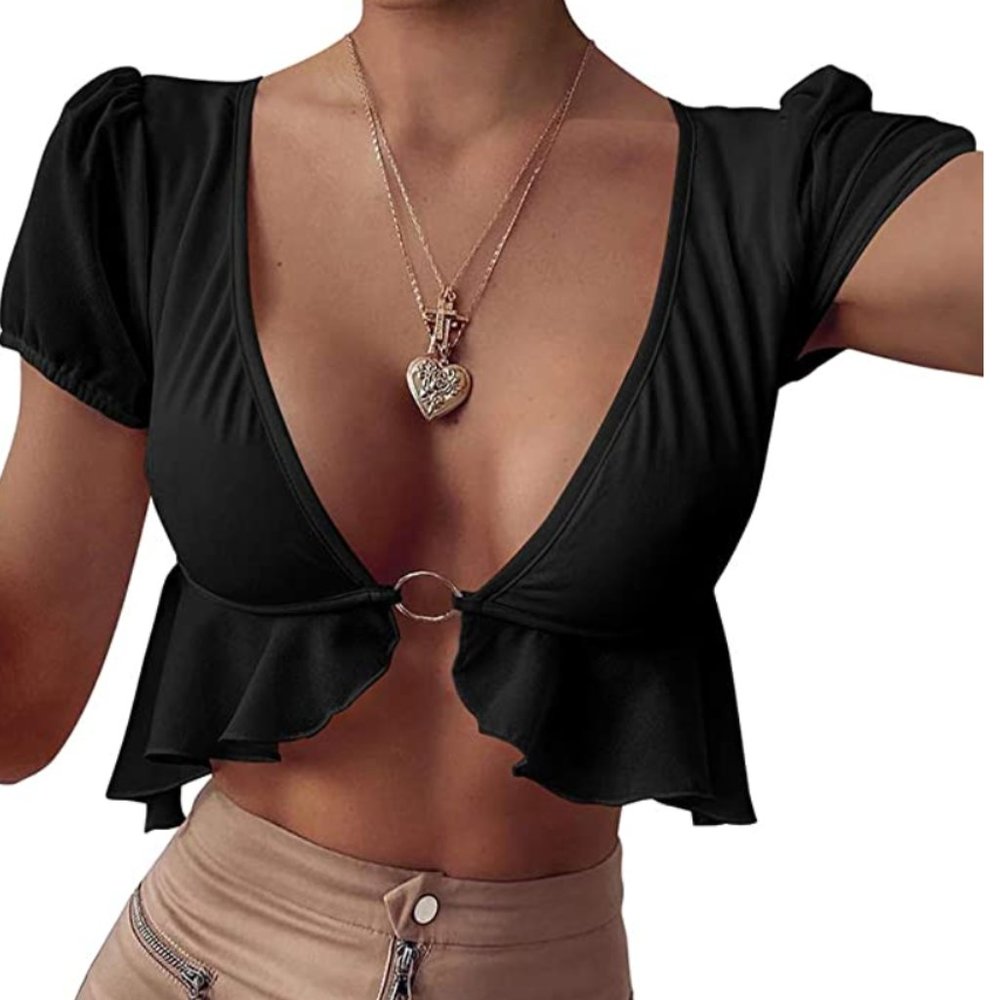 Women Sexy Summer Ring Club Crop Tops